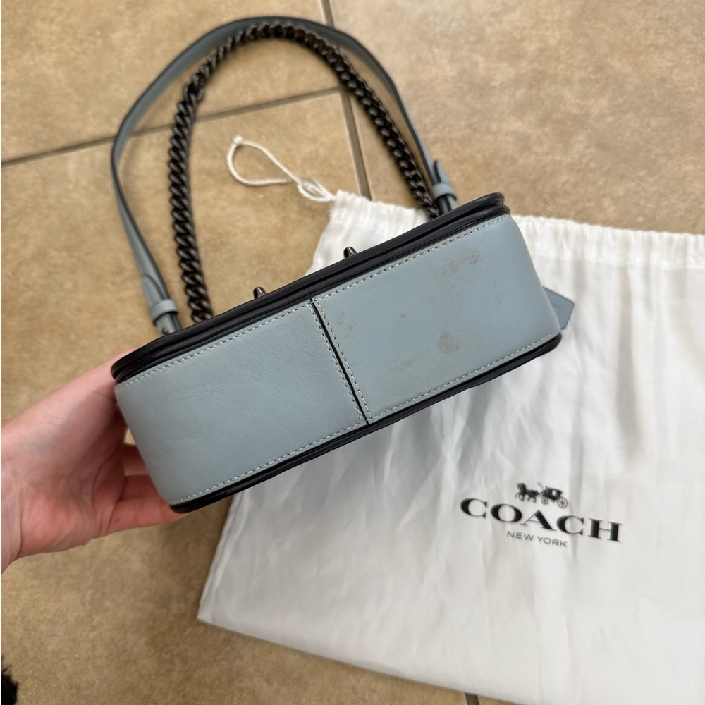 COACH Floral Embellished Blue Shoulder/ Crossbody purse - Picture 5 of 14